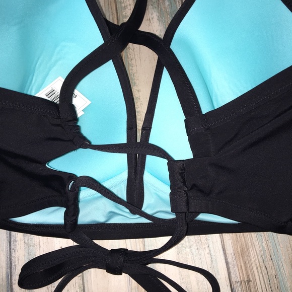 NWT Shade & Shore Black Aztec Embroidered Bikini Top - Picture 5 of 7